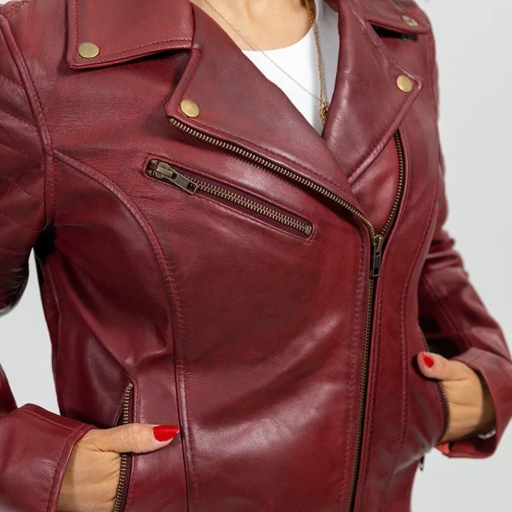 Women Fashion Lambskin Leather Jacket